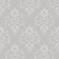 Grandeco Silver Fabric Damask A10904 Wallpaper